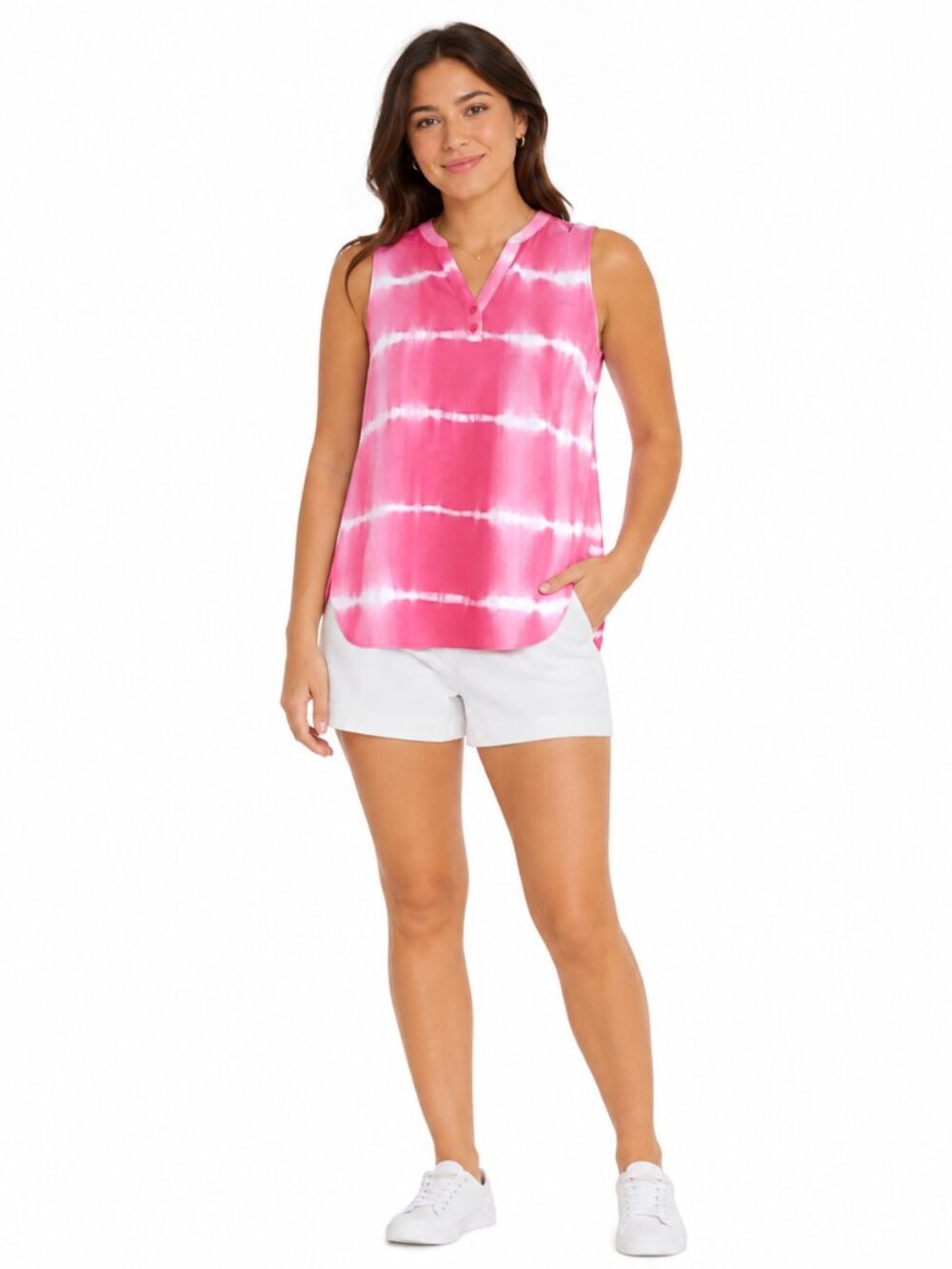 Staccato Women's Pink Tie-Dyed Sleeveless Top